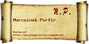 Marcsinek Porfir névjegykártya